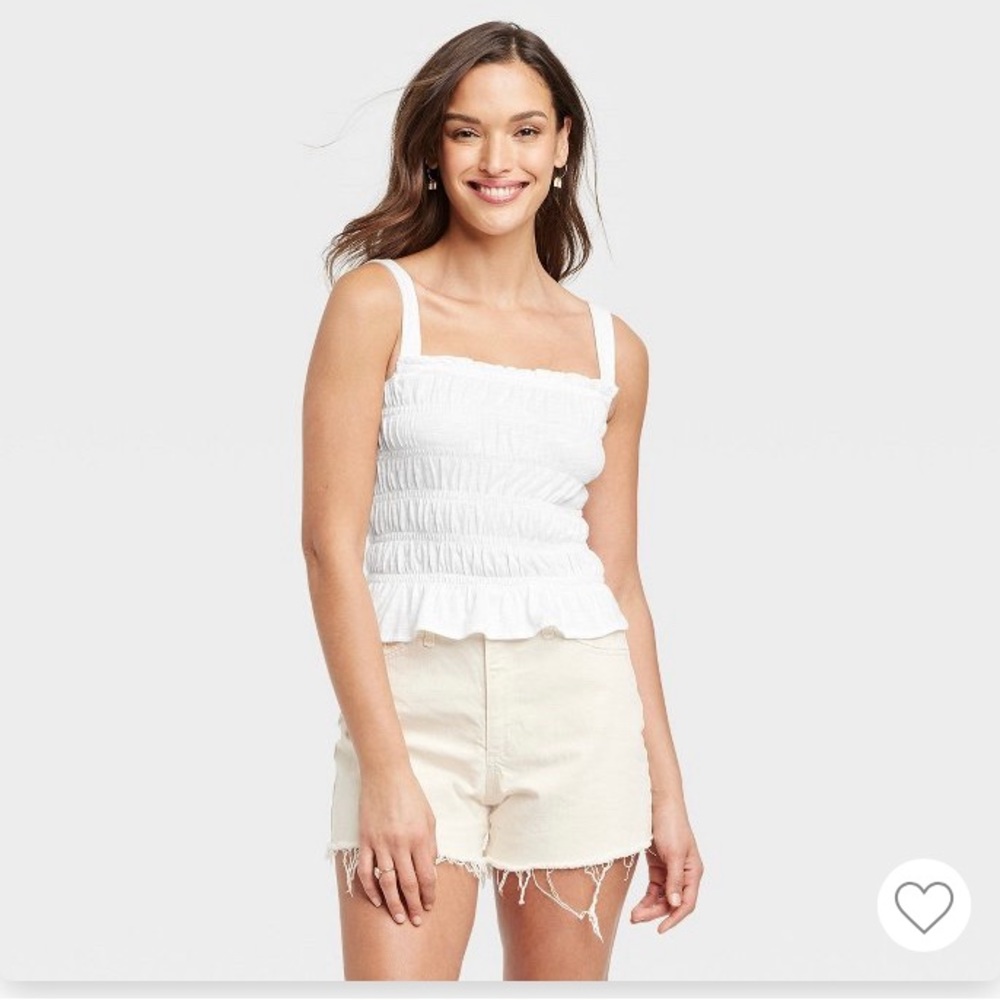 Universal Threads Target ruched white cotton tank top stretchy comfortable
